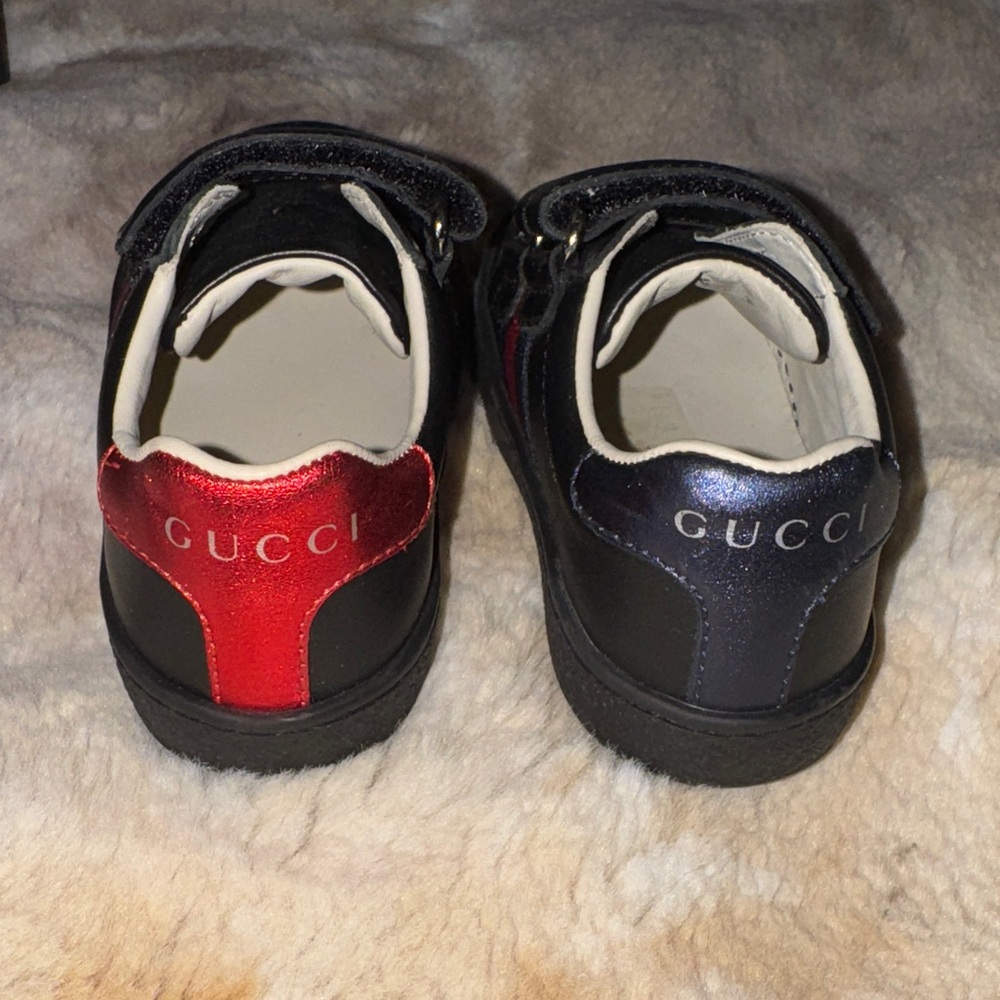 Gucci Kids Black Sneakers with Red and Blue Accents